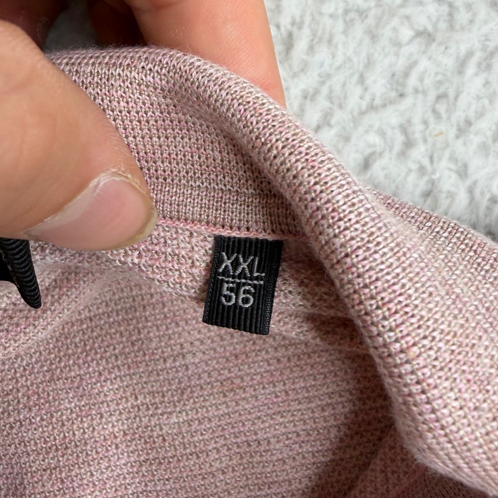 Ermenegildo Zegna Pink Silk Linen Cotton Knit Polo Shirt Mens XXL Jacquard - Picture 3 of 7